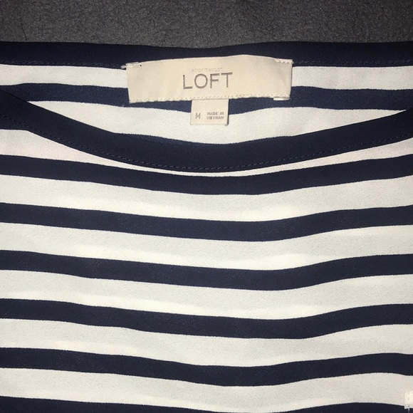 Loft Button Sleeve Striped Blouse - Picture 4 of 4